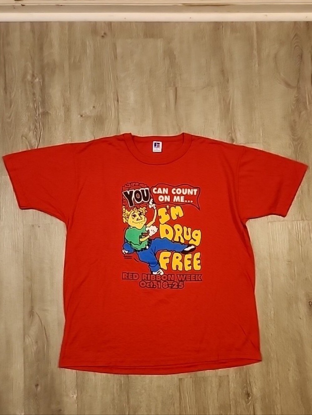 Vintage Red Ribbon Week Drug Free Awareness T Shirt Made In USA Single Stitch XL